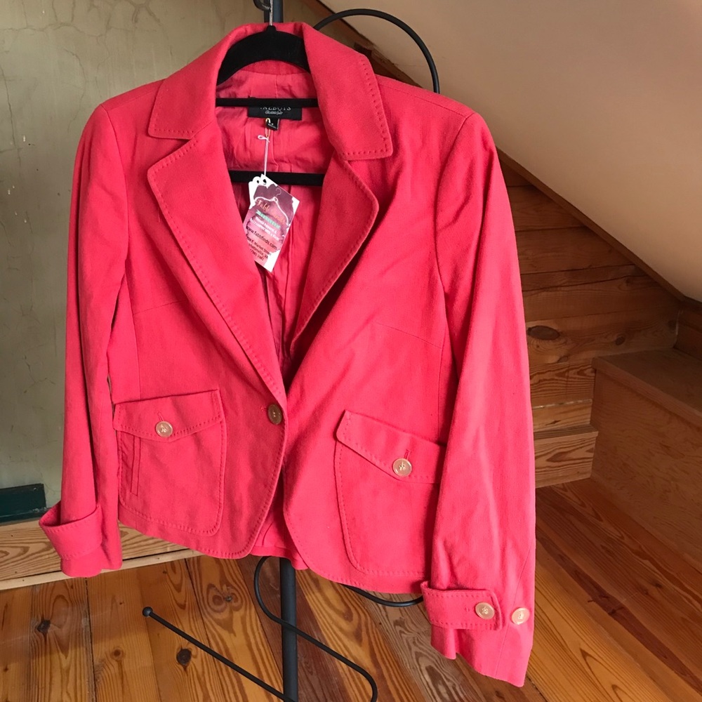 Talbots Cotton Red Linen Blazer, EUC, 4